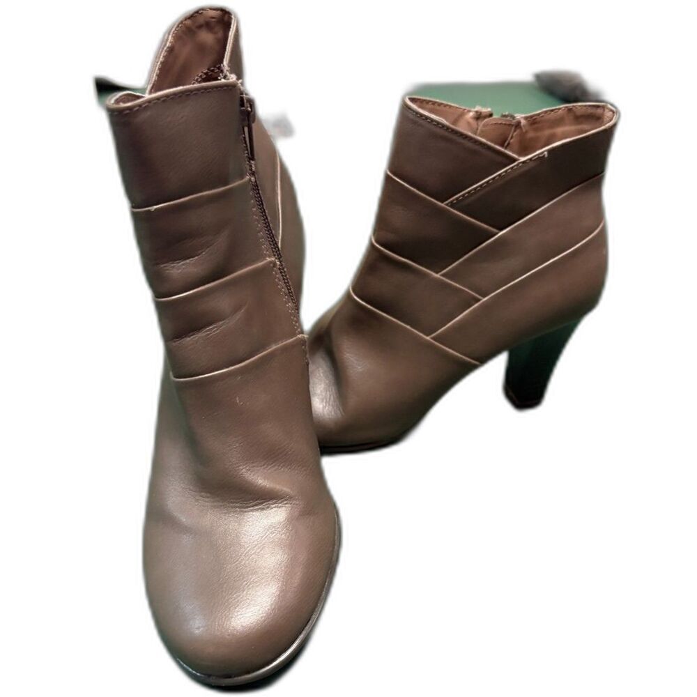 A2 by Aerosoles Taupe Criss-Cross Ankle Boots